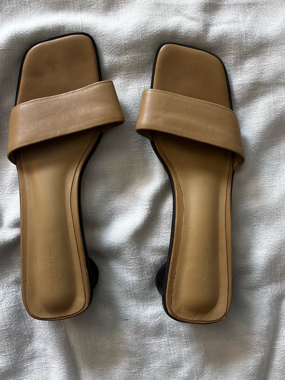 TONY BIANCO Tan Slide Sandals